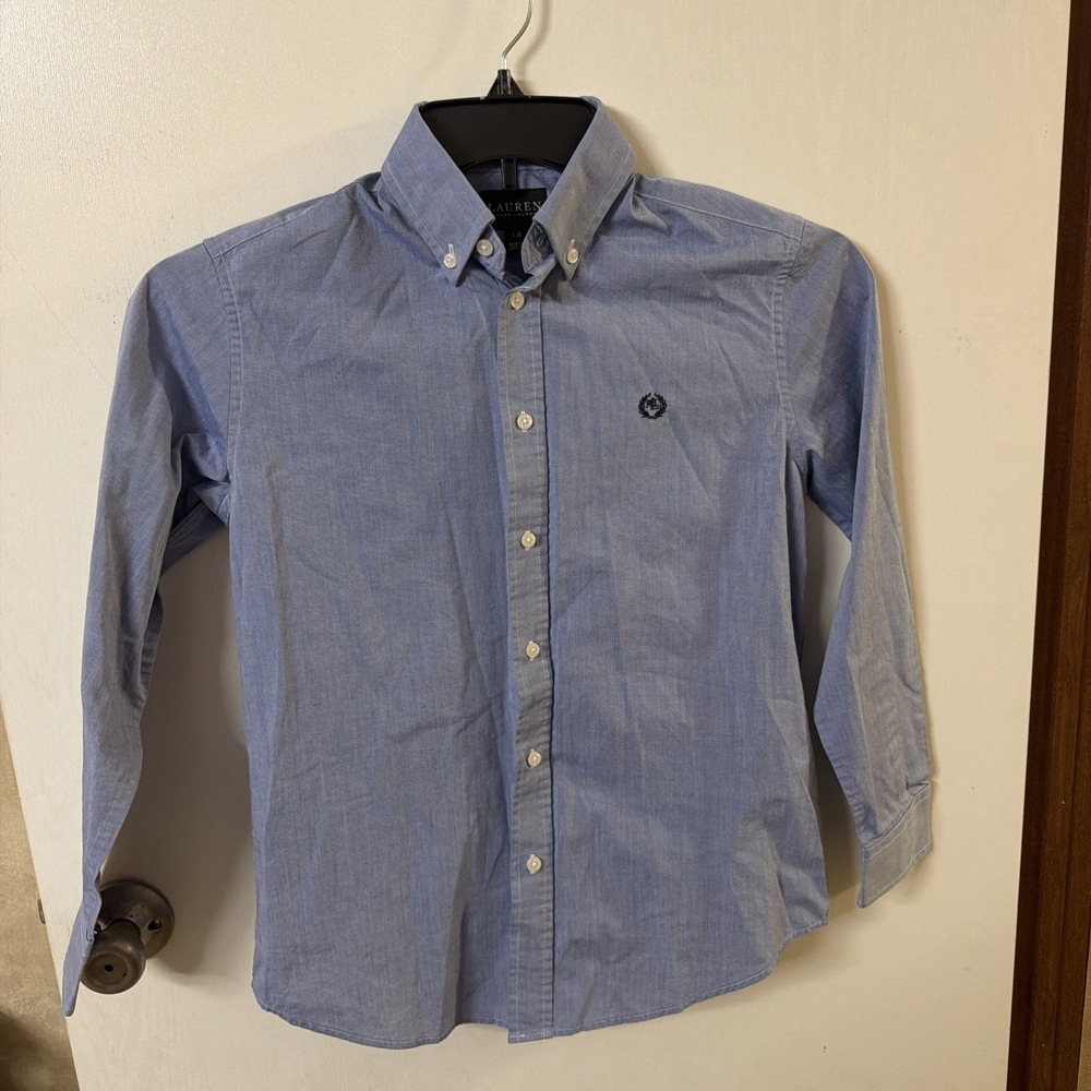 Lauren Ralph Lauren Boys Blue Long Sleeve Button Up Sz 14
